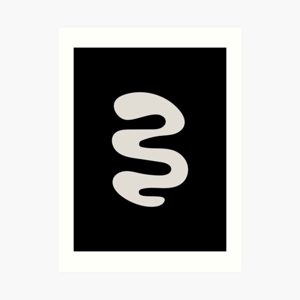 Minimalist Black and Beige Abstract Curvy Shape Design Art Print