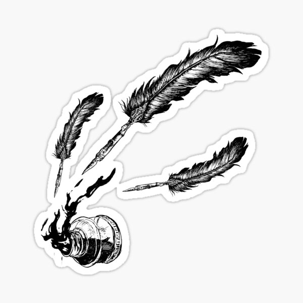Feather Tattoo On A White Background, Featuring Intricate Art Nouveau  Style. The Design Showcases The Use Of Paper And Bess Hamiti's  High-resolution Artwork. The Tattoo Is Executed In A Squiggly Line Style,