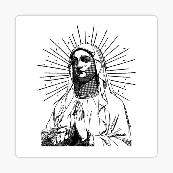 virgin mary black and white clip art