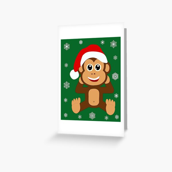 Weihnachtsmann Schimpanse Affe Santa Illustration Grußkarte