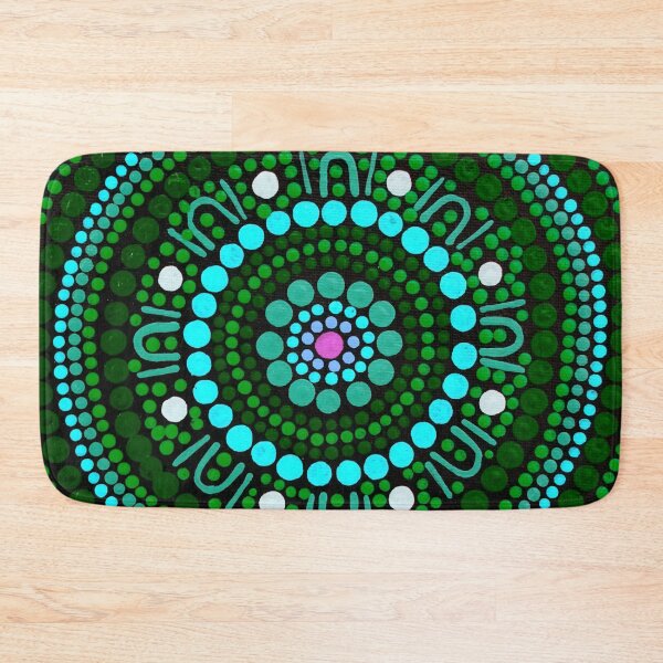 Item preview, Australian Aboriginal Art Dot Painting Mandala Green designed and sold by GhostGumDesigns.