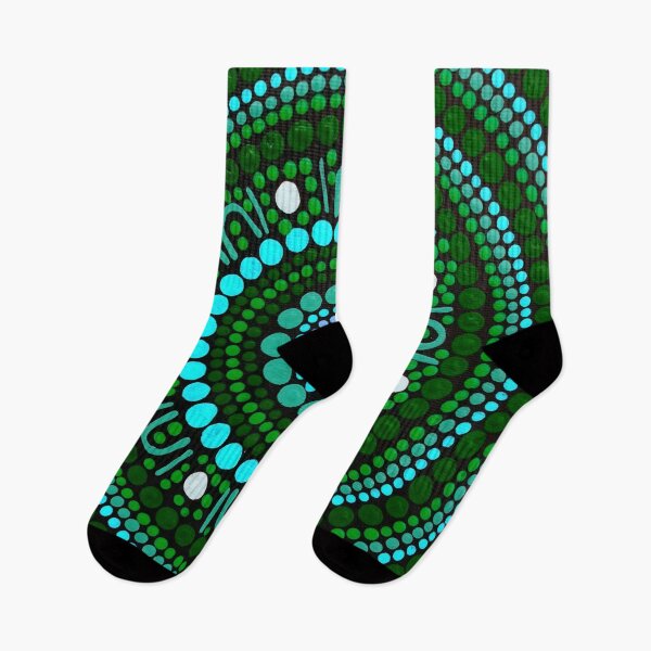 Item preview, Australian Aboriginal Art Dot Painting Mandala Green designed and sold by GhostGumDesigns.