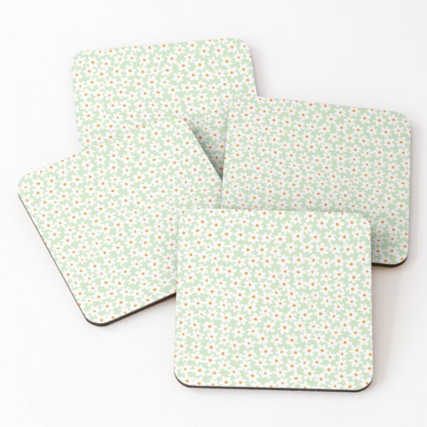 Item preview, Vector green pastel compact fun daisy flowers repeat pattern with orange center.  designed and sold by jamiesoondesign.