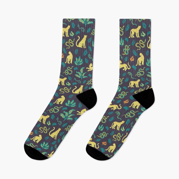 Item preview, Wild cats, snakes, blackthorn and tropical leaves pattern designed and sold by Anniomoro.