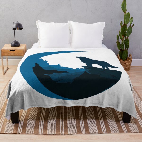 Item preview, Wolf Howling at the Crescent Moon Digital in Blue designed and sold by Darcy777.