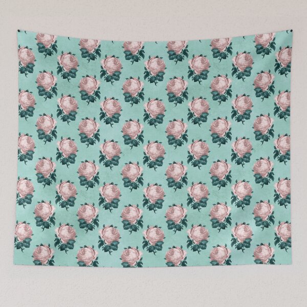 Item preview, Gothic Vintage Teal Blue Roses Pattern designed and sold by Dreamflight.