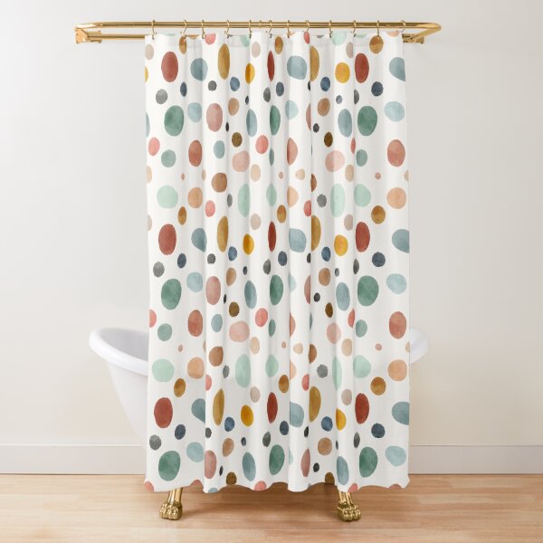 Vintage and Retro Inspired Painted Earth Tones Circles Pattern Shower Curtain