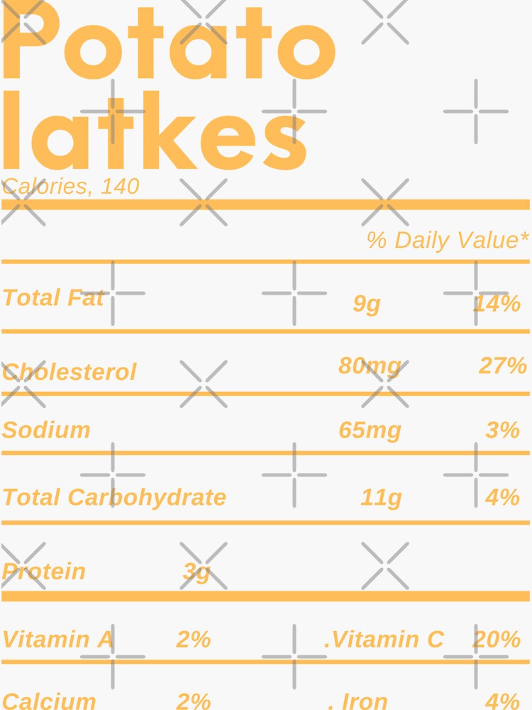 "Funny potato latkes thanksgiving nutrition facts " Sticker by otribes