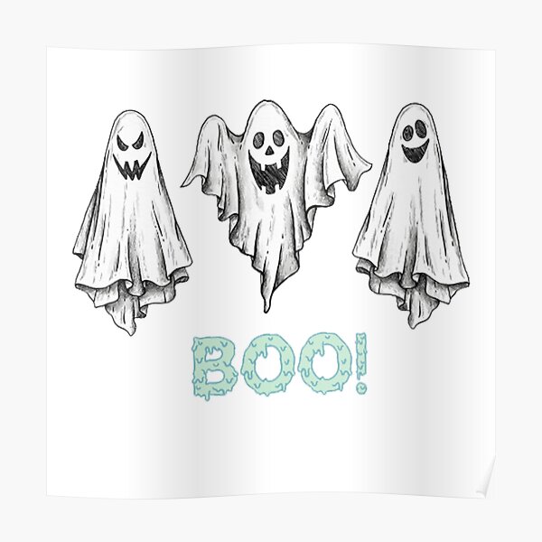 Halloween ghosts-Draw by hand for mens-kids-womens T-shirts Boo Poster