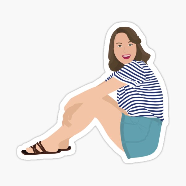 Girl on stripy t-shirt smiling Sticker