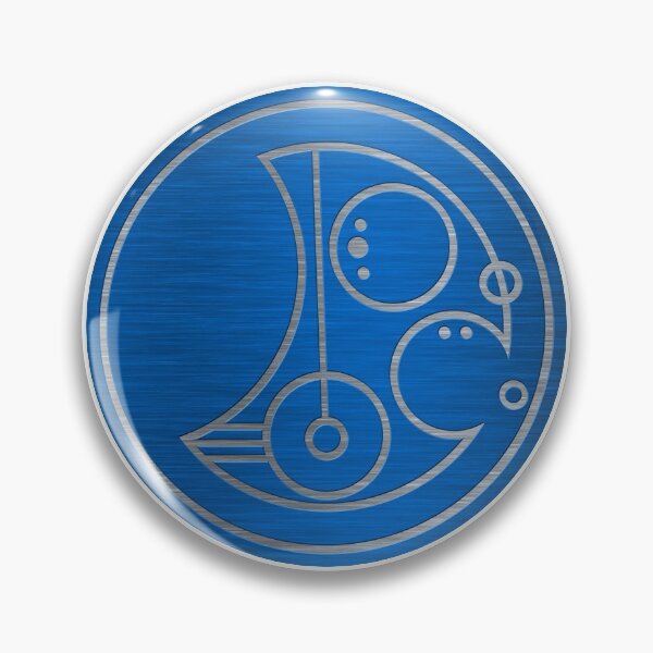 Item preview, Michael in Circular Gallifreyan Alphabet in Brushed Silver Metal in Blue designed and sold by Darcy777.