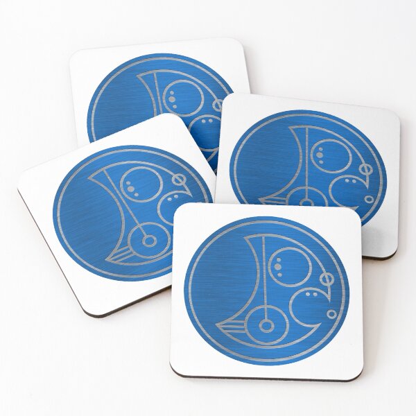 Item preview, Michael in Circular Gallifreyan Alphabet in Brushed Silver Metal in Blue designed and sold by Darcy777.