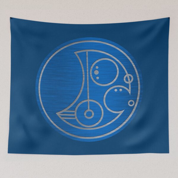 Item preview, Michael in Circular Gallifreyan Alphabet in Brushed Silver Metal in Blue designed and sold by Darcy777.