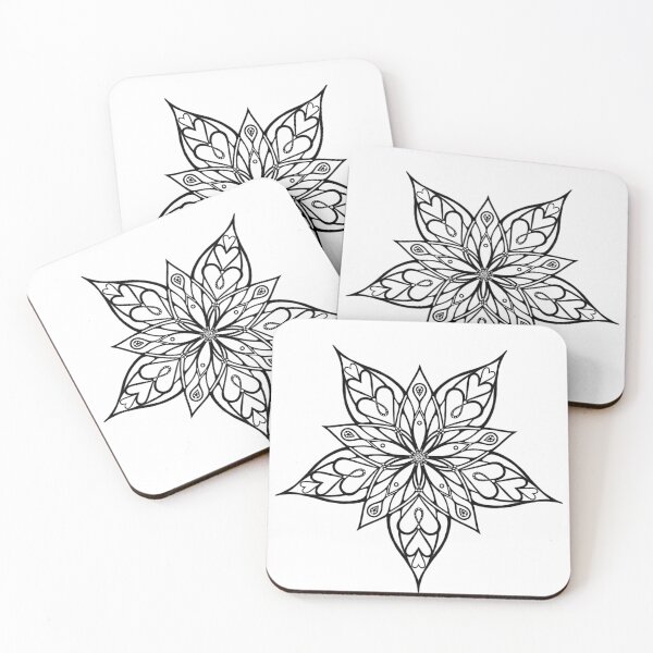 Item preview, Black and White Flower and Hearts Mandala Design designed and sold by Freyja-Elise.