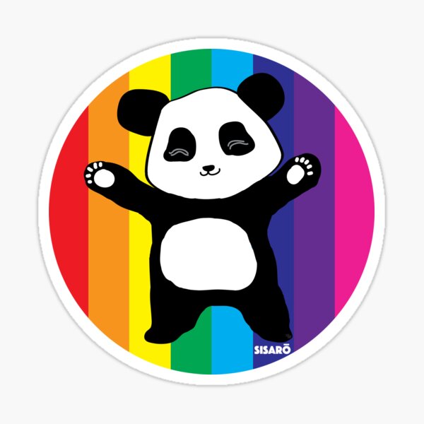 Rainbow Panda Hugs Sticker