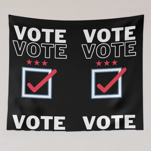 Aperçu de l'œuvre Les jeunes votent, élection présidentielle, votez maintenant, inscrivez-vous pour voter, cochez-le sur la liste, faites entendre votre voix créée et vendue par Londonluxie.