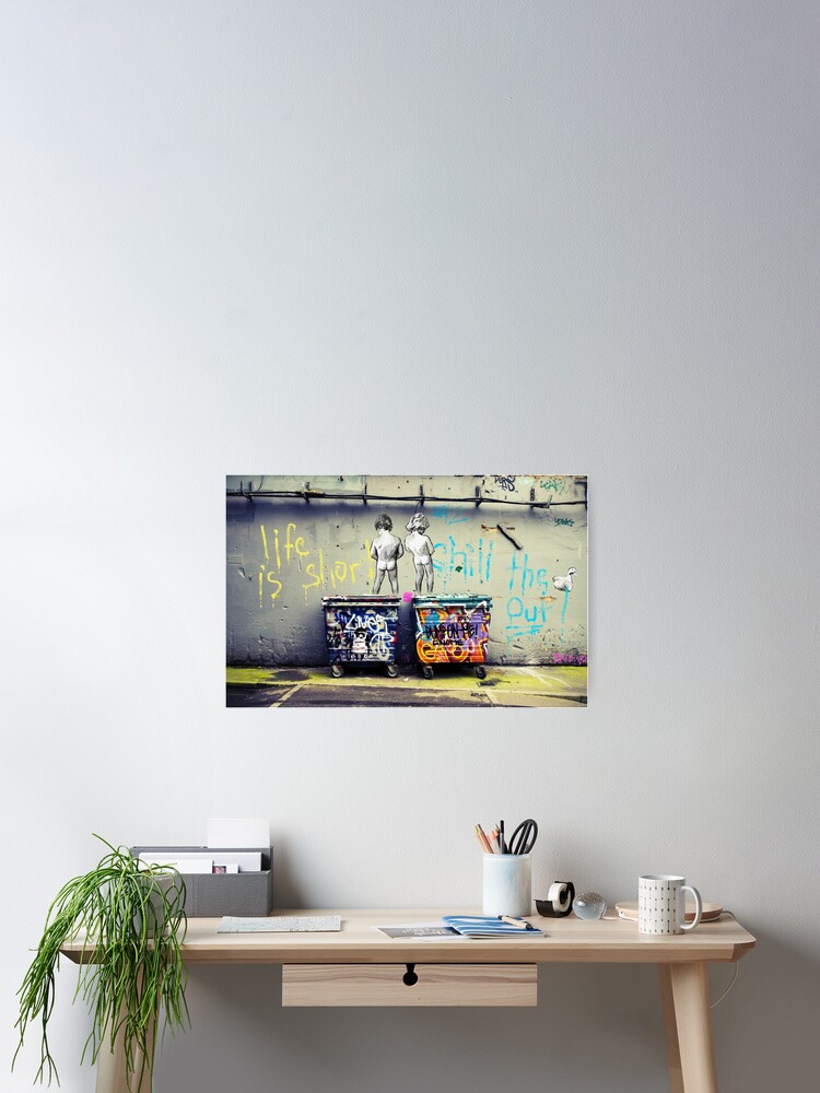 Quadro Astratto Su Tela Con Graffiti Di Banksy "Life Is Short Chill The Duck Out", Poster E Stampe Artistiche Da Parete, 60 X 90 Cm, Con Cornice