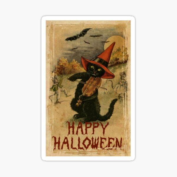 Vista previa del artículo con la obra «Gato de Halloween Vintage», diseñado y vendido por ellahazelsmith.