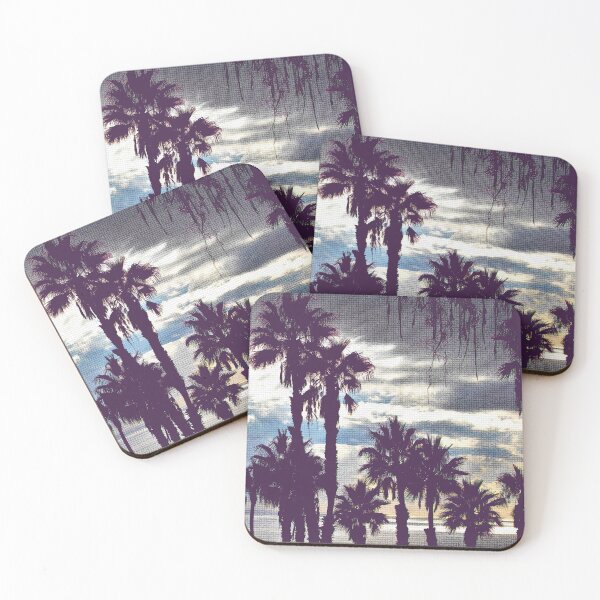 Item preview, palm trees by the ocean beach sunset sky view in the summer designed and sold by Half Mess.
