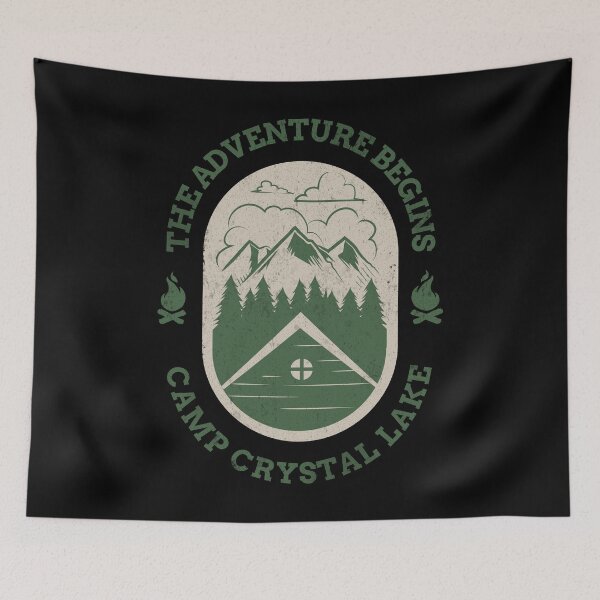 Item preview, Adventure Begins Camp Crystal Lake Dark Version Horror Halloween Design designed and sold by up4tee.