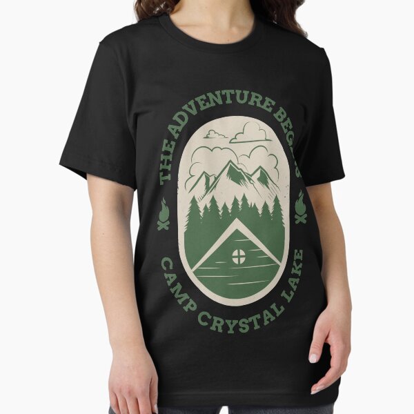 Item preview, Adventure Begins Camp Crystal Lake Dark Version Horror Halloween Design designed and sold by up4tee.