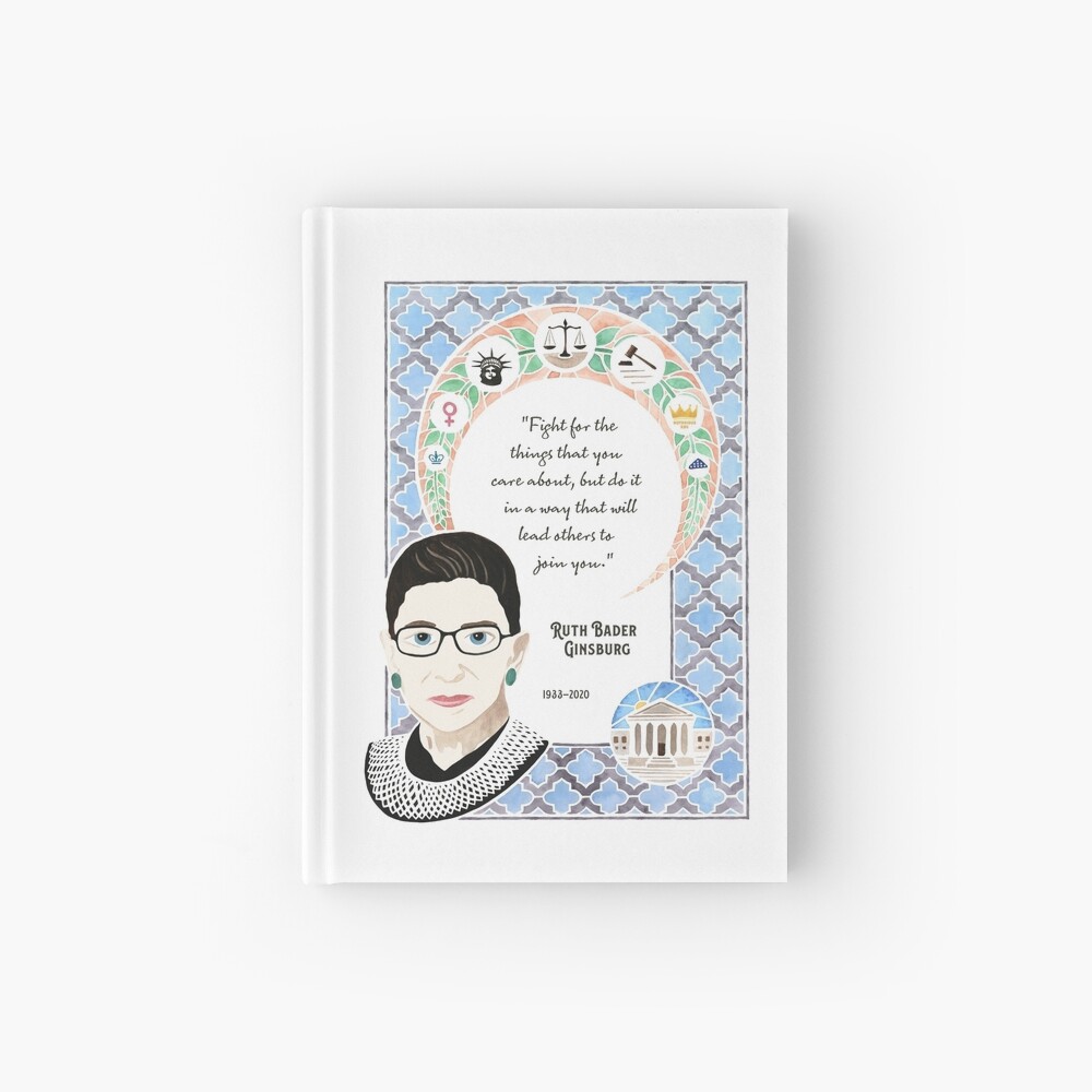 Ruth Bader Ginsburg Tribute Watercolor Painting Hardcover Journal