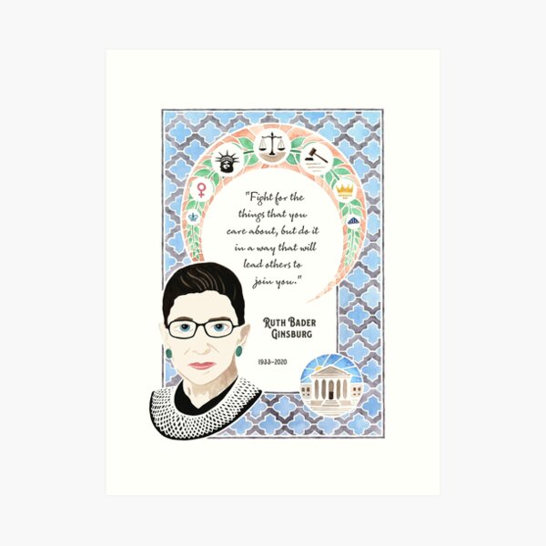 Ruth Bader Ginsburg Tribute Watercolor Painting Art Print