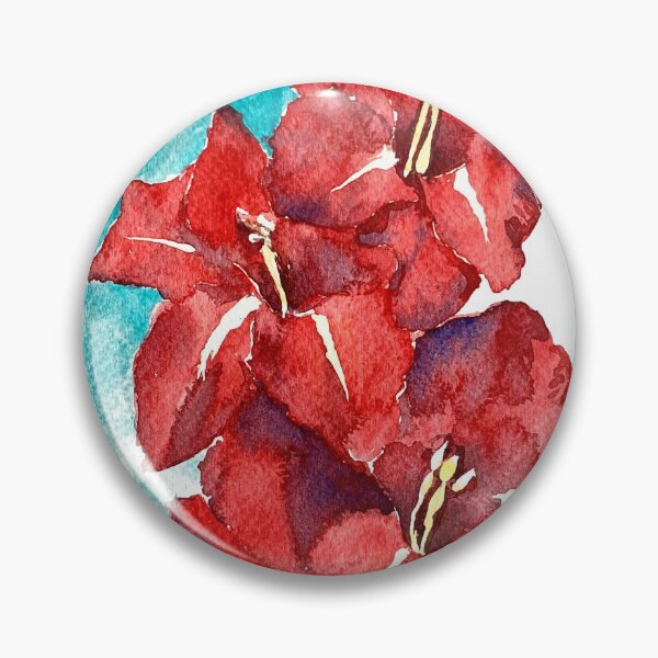 Item preview, red gladiolus watercolor illustration  designed and sold by DaryaGeft.