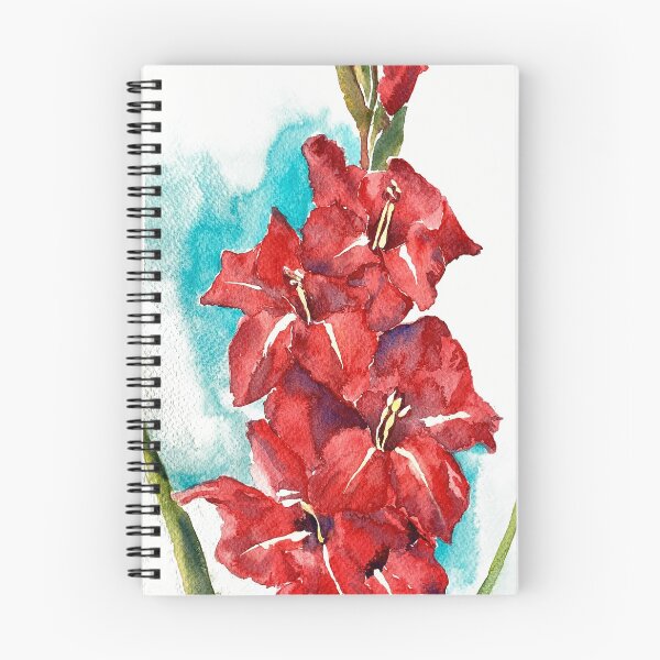 Item preview, red gladiolus watercolor illustration  designed and sold by DaryaGeft.