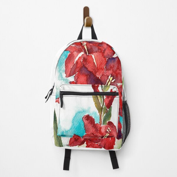 Item preview, red gladiolus watercolor illustration designed and sold by DaryaGeft.