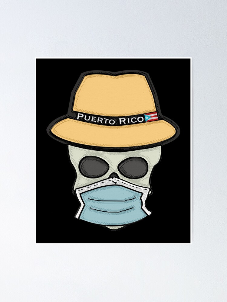 “Puerto Rican Flag Fedora Masked Skull” Poster for Sale by liamaris