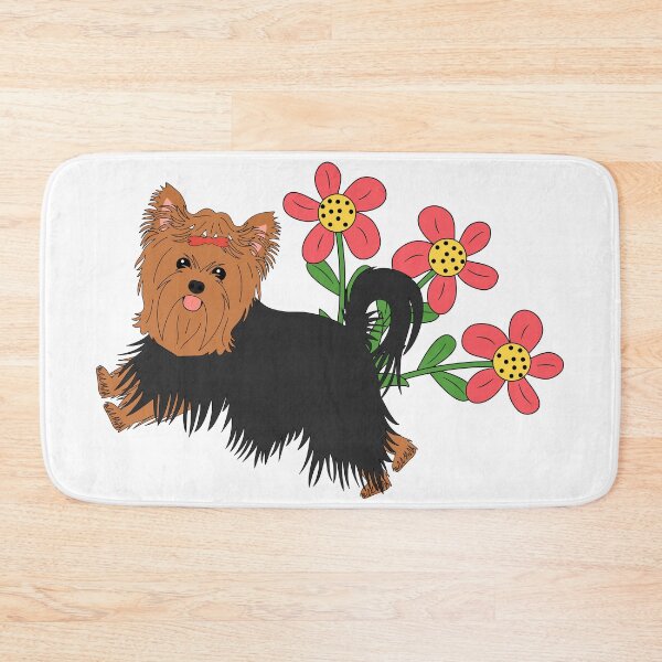 Item preview, Happy Yorkshire Terrier and Flowers designed and sold by Lulupainting.