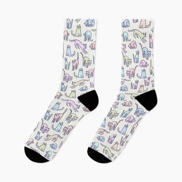 Item preview, Pattern with pastel cats in simple cartoon style designed and sold by Anniomoro.