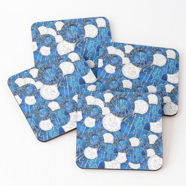 Item preview, Feliz Navidad Feliz año nuevo Patrón de insignias - Plata en regalo de vacaciones de cielo azul estrellado designed and sold by © Maya Lavda || wocado.