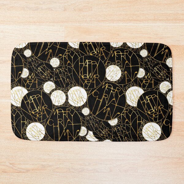 Item preview, Merry Christmas Happy New Year Badges Pattern - Gold Black Holiday Gift designed and sold by © Maya Lavda || wocado.