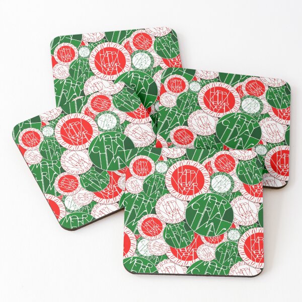 Artikelvorschau, Frohe Weihnachten Frohes Neues Jahr Abzeichen Muster - Rotes und Grünes Weihnachtsgeschenk entworfen und verkauft von © Maya Lavda || wocado.