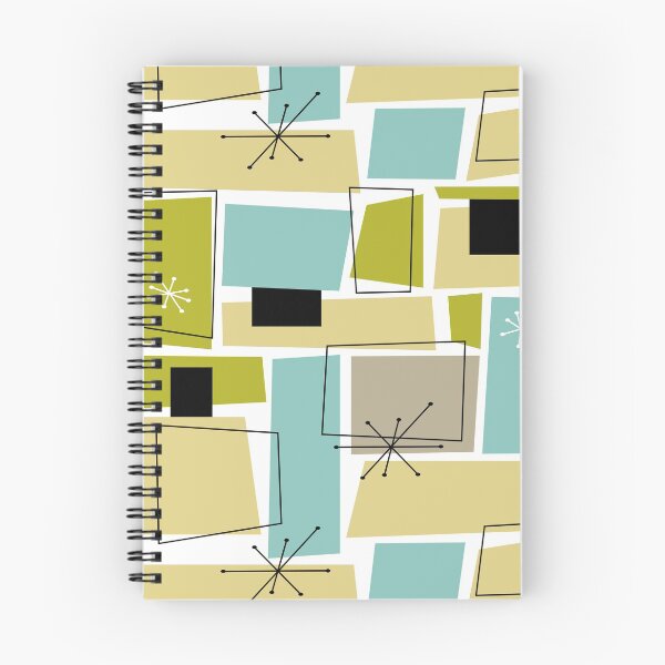Item preview, Aqua Blue Yellow Rectangles Starburst Mid Century Pattern designed and sold by Orchard Berry.