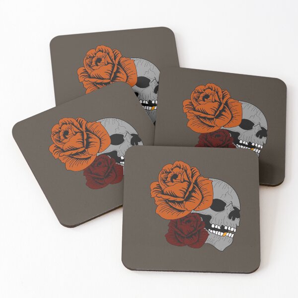 Item preview, Skull and orange and rust roses designed and sold by BV-creas.