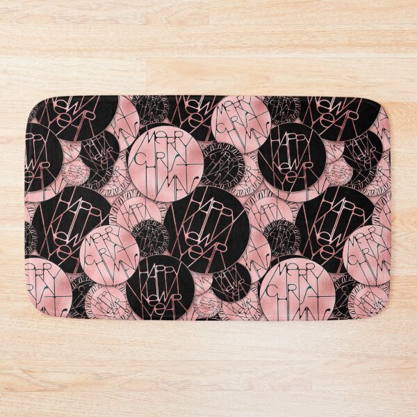 Item preview, Merry Christmas Happy New Year Badges Pattern - Rose Gold and Black Holiday Gift designed and sold by © Maya Lavda || wocado.