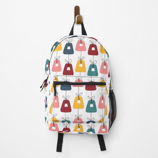 Item preview, "Dancing Trapezoids" Mid-Century Modern Pink Red Yellow Blue Green Graphic Designer Print designed and sold by victoriabdesign.