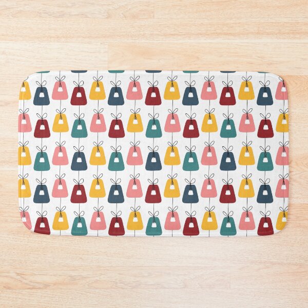 Item preview, "Dancing Trapezoids" Mid-Century Modern Pink Red Yellow Blue Green Graphic Designer Print designed and sold by victoriabdesign.