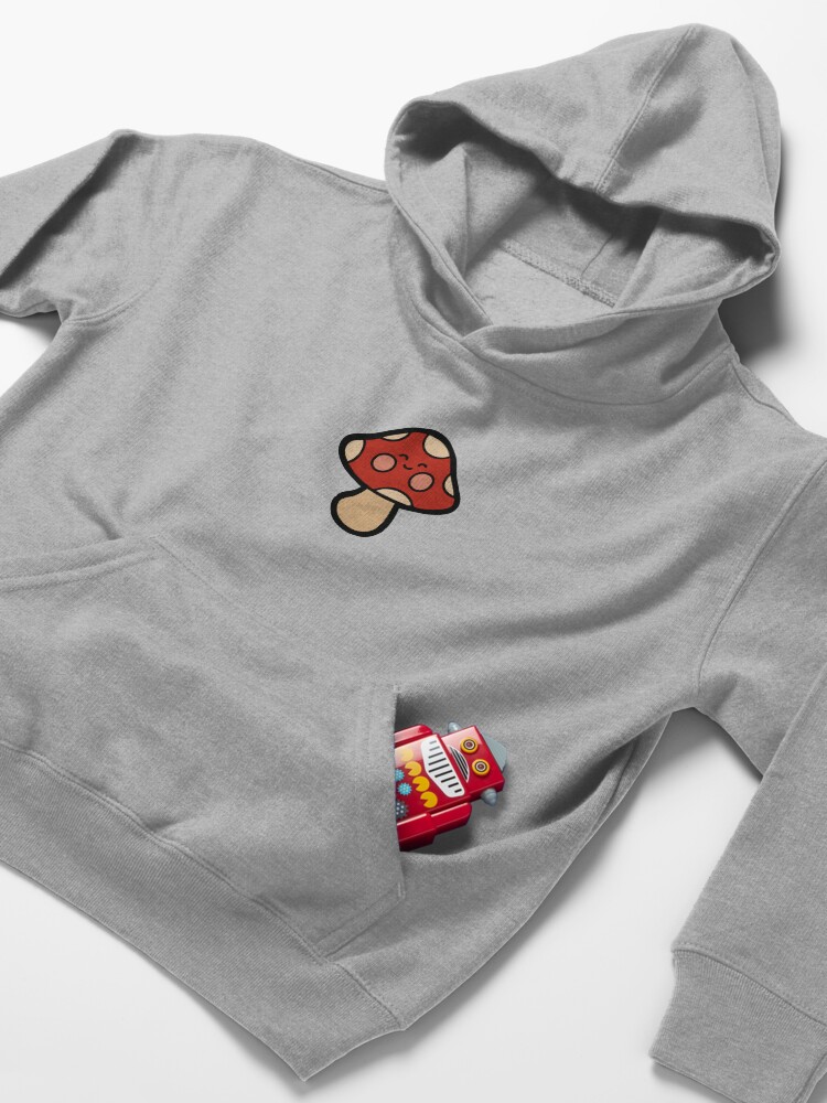 Alternate view of Happy Mushroom Pattern on Orange Kids Pullover Hoodie