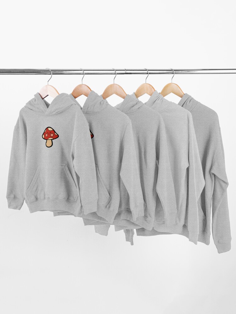 Alternate view of Happy Mushroom Pattern on Orange Kids Pullover Hoodie