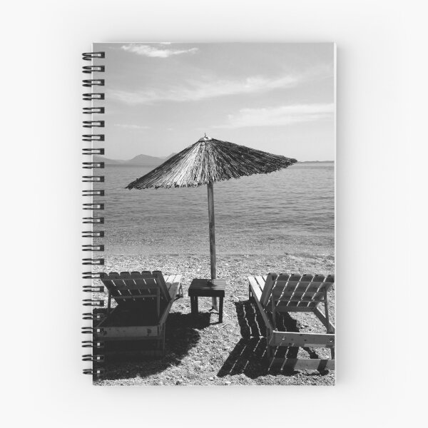 Item preview, Beach umbrella and sunbeds, Lefkada, monochrome designed and sold by paulboizot.