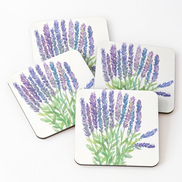 Item preview, Lavender floral watercolor & ink illustration designed and sold by Onyria Art.