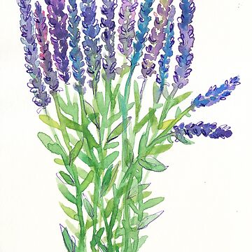 Lavender watercolor & ink floral good