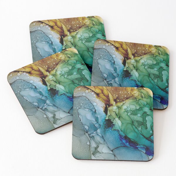 Item preview, Brown Blue Green Abstact: Original Alcohol Ink painting by Herzart designed and sold by herzart.