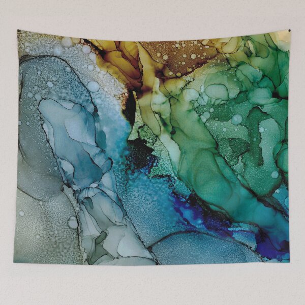 Item preview, Brown Blue Green Abstact: Original Alcohol Ink painting by Herzart designed and sold by herzart.