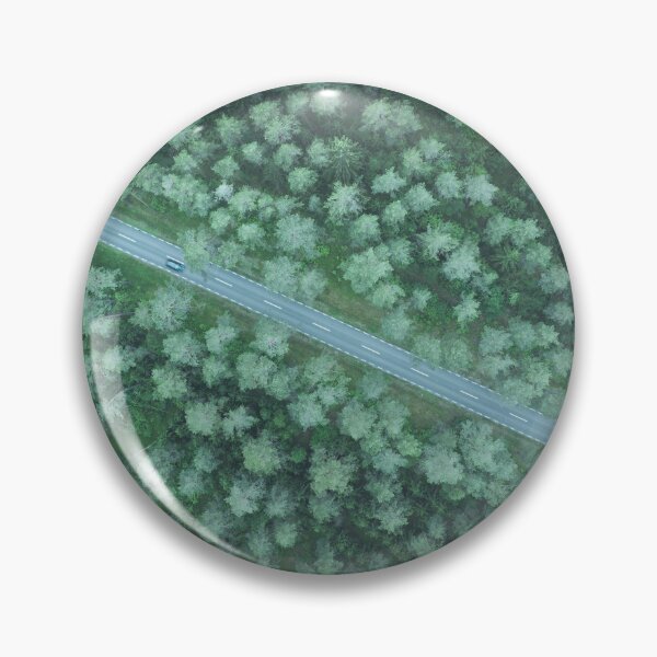 Item preview, Car on the road going diagonally through the forest top down aerial view designed and sold by Lukasz Szczepanski.