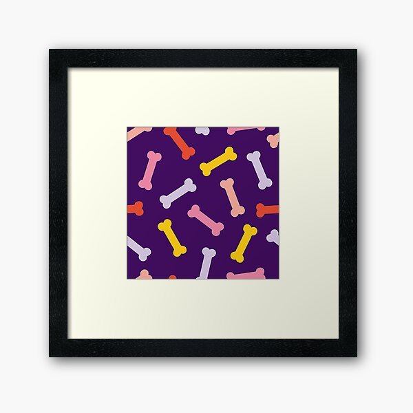 Copy of Candy Spooky Bones Pattern on Purple Framed Art Print